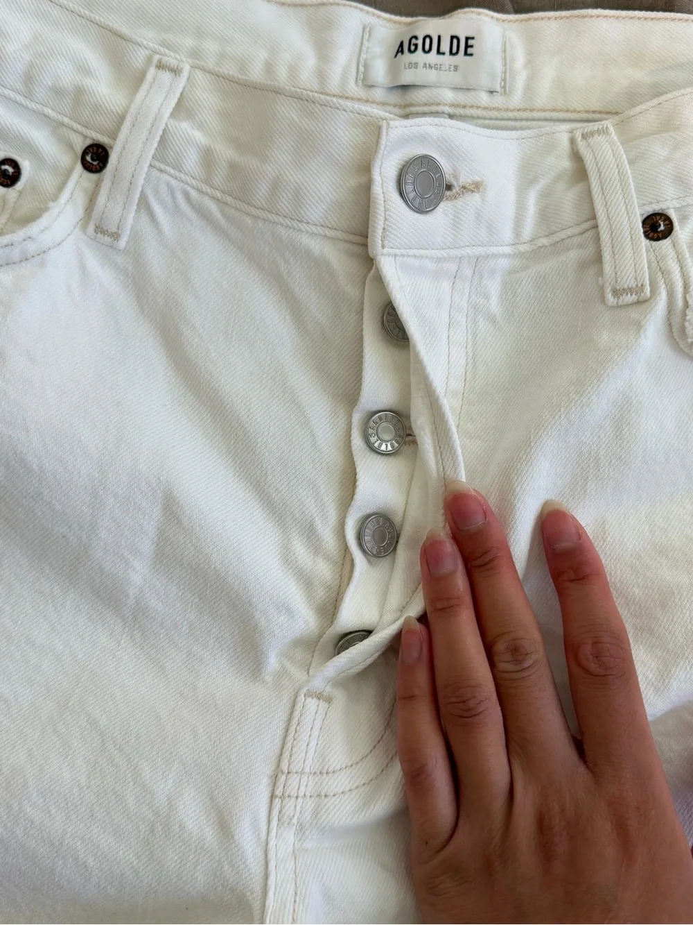AGOLDE White Denim Shorts